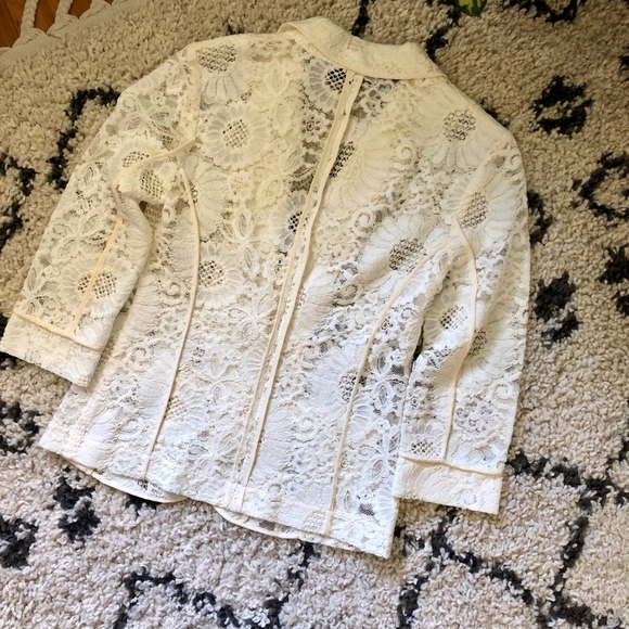 Trina Turk "Alvah" Lace Blazer Jacket Cream - Picture 3 of 5
